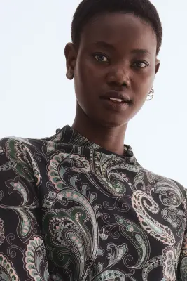 Top en mesh - Marron foncé/motif cachemire — photo 1