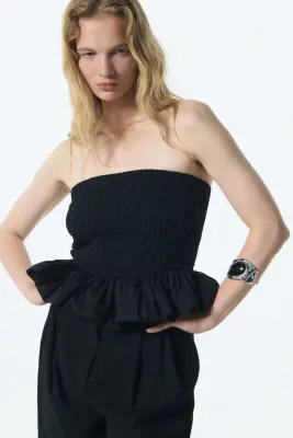 Top bandeau avec basque - Noir — photo 1