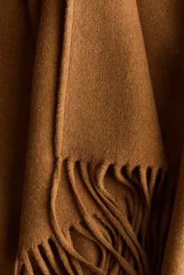Cape en laine mélangée - Beige foncé — photo 5