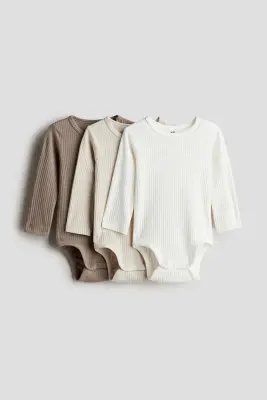 Lot de 3 bodies côtelés - Grège/beige clair — photo 1
