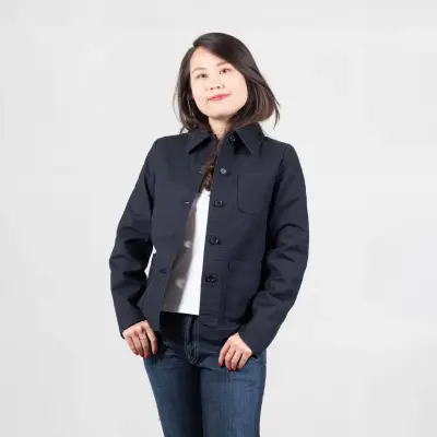 Veste de travail en croisé coton bio 1G/4F - Noir — photo 1