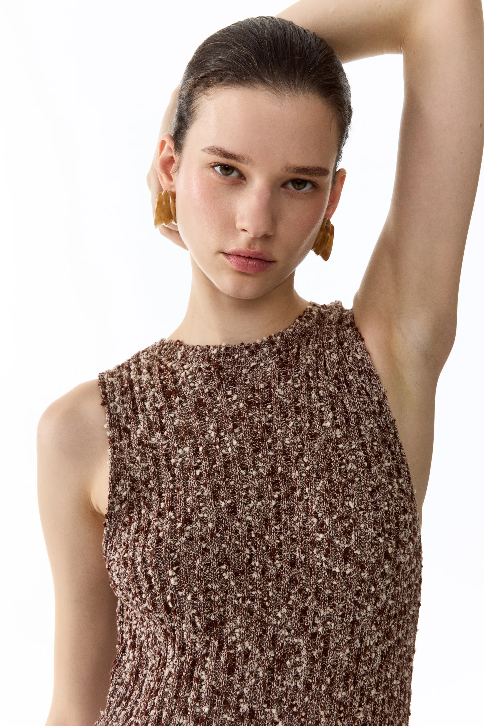 Robe à franges - Marron/beige clair chiné