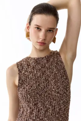 Robe à franges - Marron/beige clair chiné — photo 1