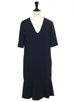 Robe ELY manches courtes col V en crêpe bleu nuit Px boutique 600€ Taille 34 — photo 1