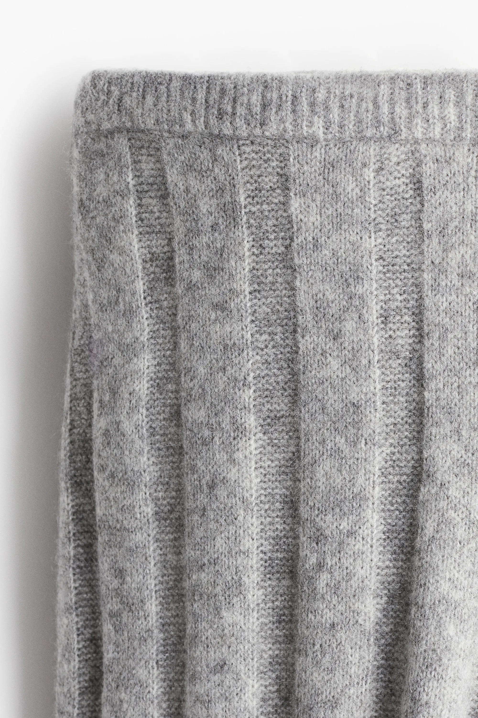 Pantalon en maille côtelée de laine mélangée - Gris chiné
