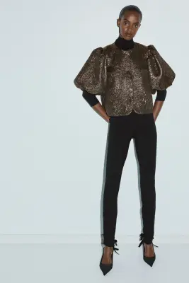 Blouse à manches ballon - Doré — photo 1