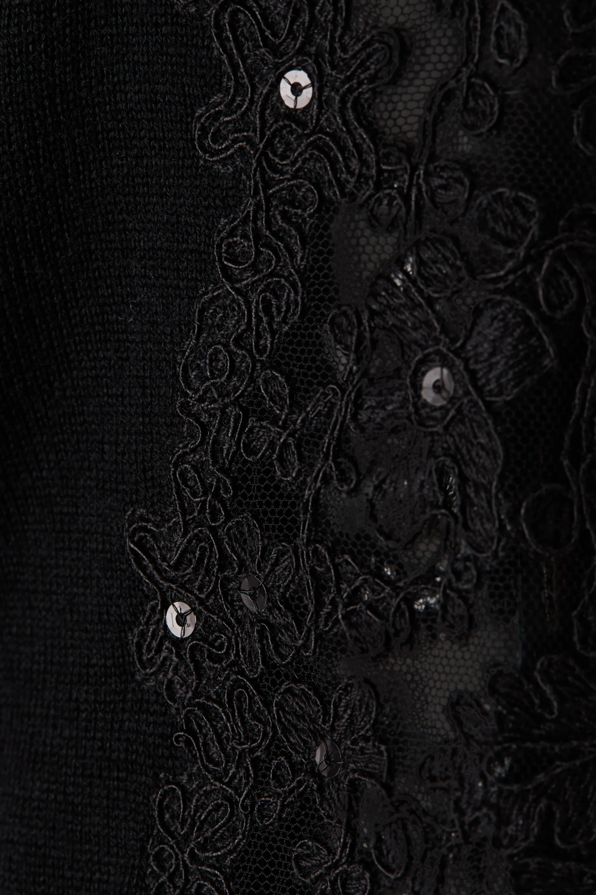 Gilet en laine avec dentelle - Noir
