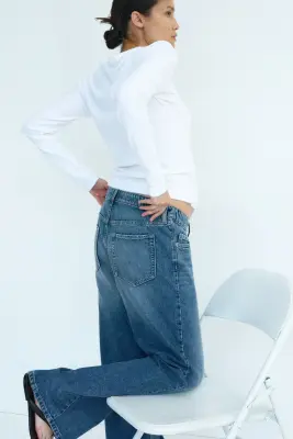 MAMA Wide Low Jeans - Bleu denim — photo 1