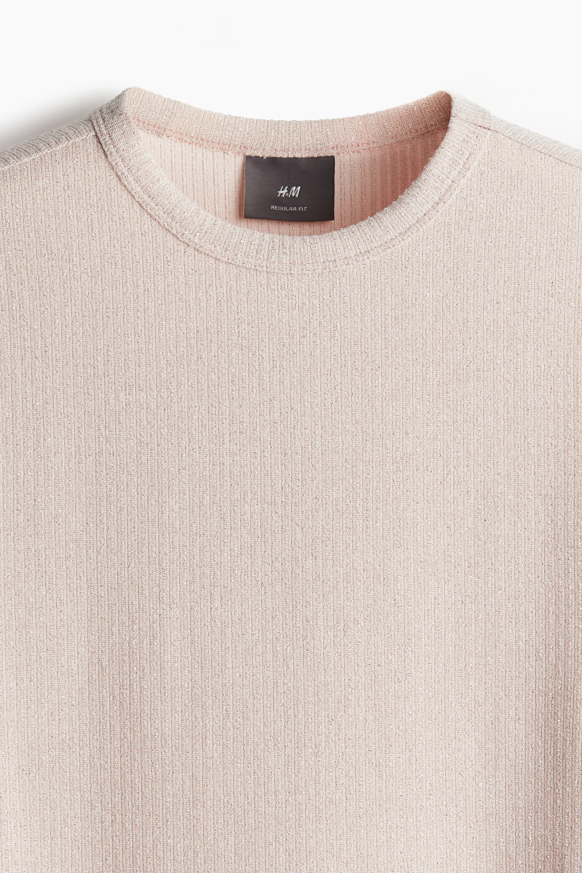 T-shirt Regular Fit en maille texturée - Rose clair