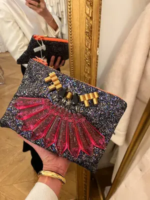 Pochette clutch fluo à paillettes et bijoux NEUVE Px boutique 525€ — photo 5