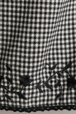 Pantalon en coton avec détails brodés - Noir/carreaux — photo 3