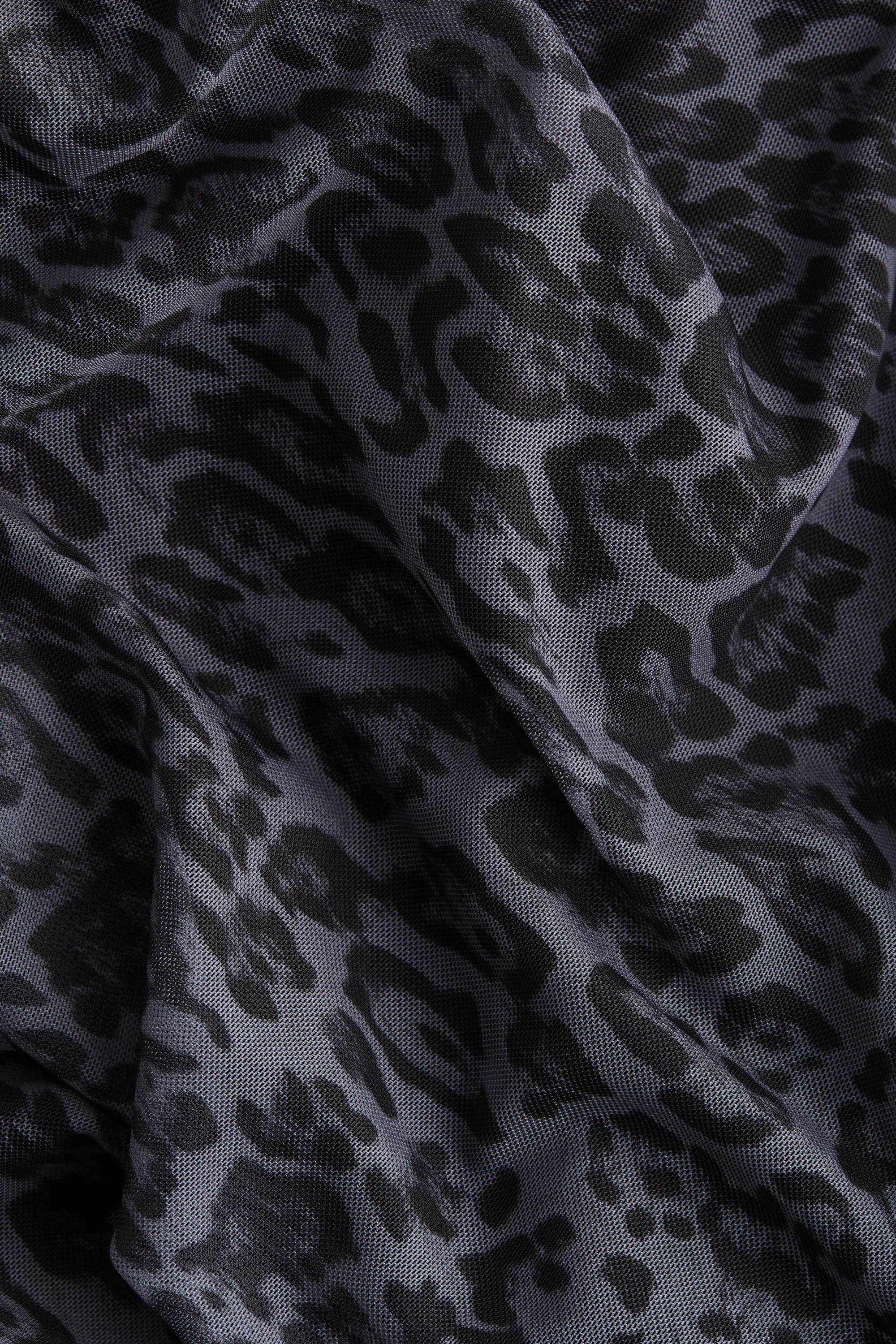 Top en mesh à effet drapé - Noir/imprimé léopard