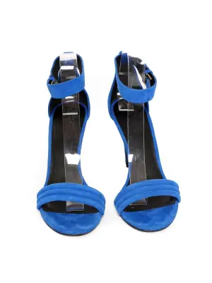 Sandales à talon et bride cheville en suède bleu royal NEUVES Px boutique 610€ Taille 38 — photo 5