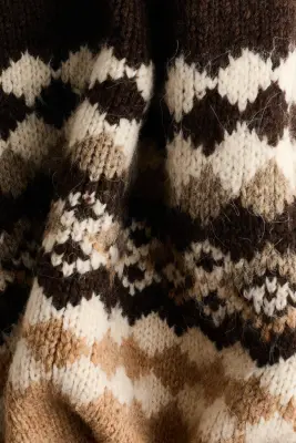 Pull en maille jacquard avec col cheminée - Beige/motif — photo 4