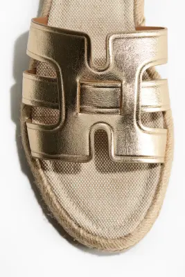 Sandales façon espadrilles - Doré — photo 2