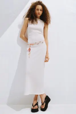 Robe froissée avec encolure bateau - Crème — photo 1