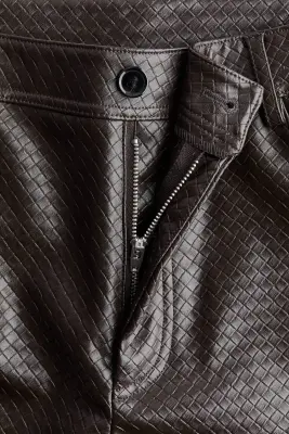 Pantalon en tissu enduit - Marron foncé — photo 2