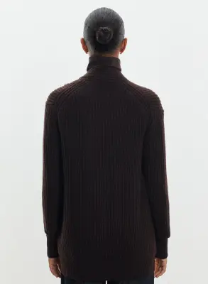 Cardigan en cuir et laine mérinos — photo 2