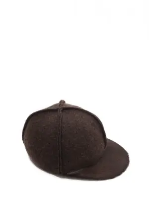 Casquette en laine marron chiné et fourrure Prix boutique 1350€ Taille 55 — photo 1