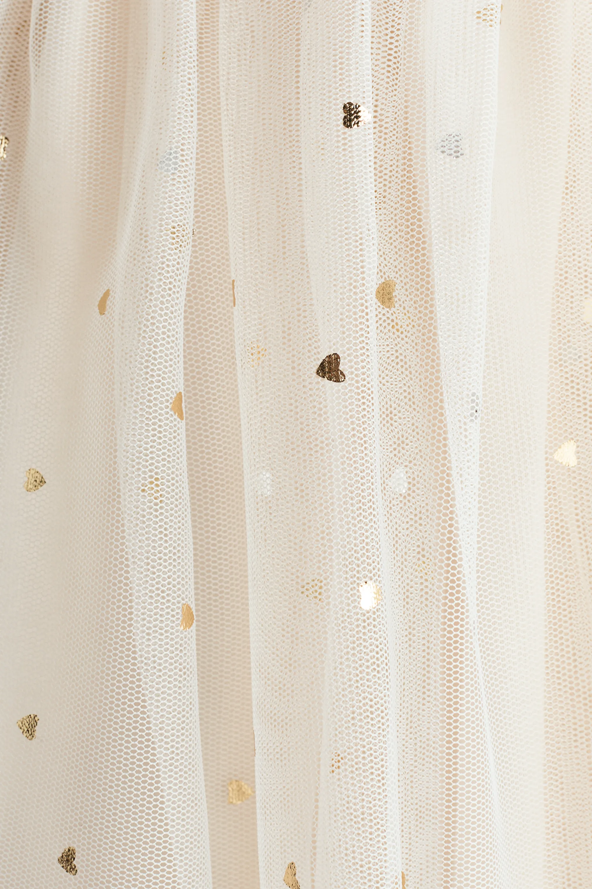 Robe en coton avec jupe en tulle - Crème/cœurs