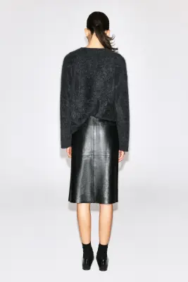 PULL À COL ROND EN PUR CACHEMIRE BROSSÉ - GRIS ANTHRACITE CHINÉ — photo 4