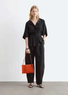 Chemise plissée à la taille - Noir — photo 2