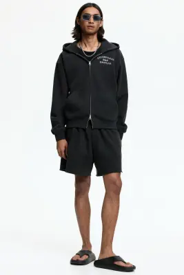 Short Relaxed Fit en molleton - Gris foncé — photo 2