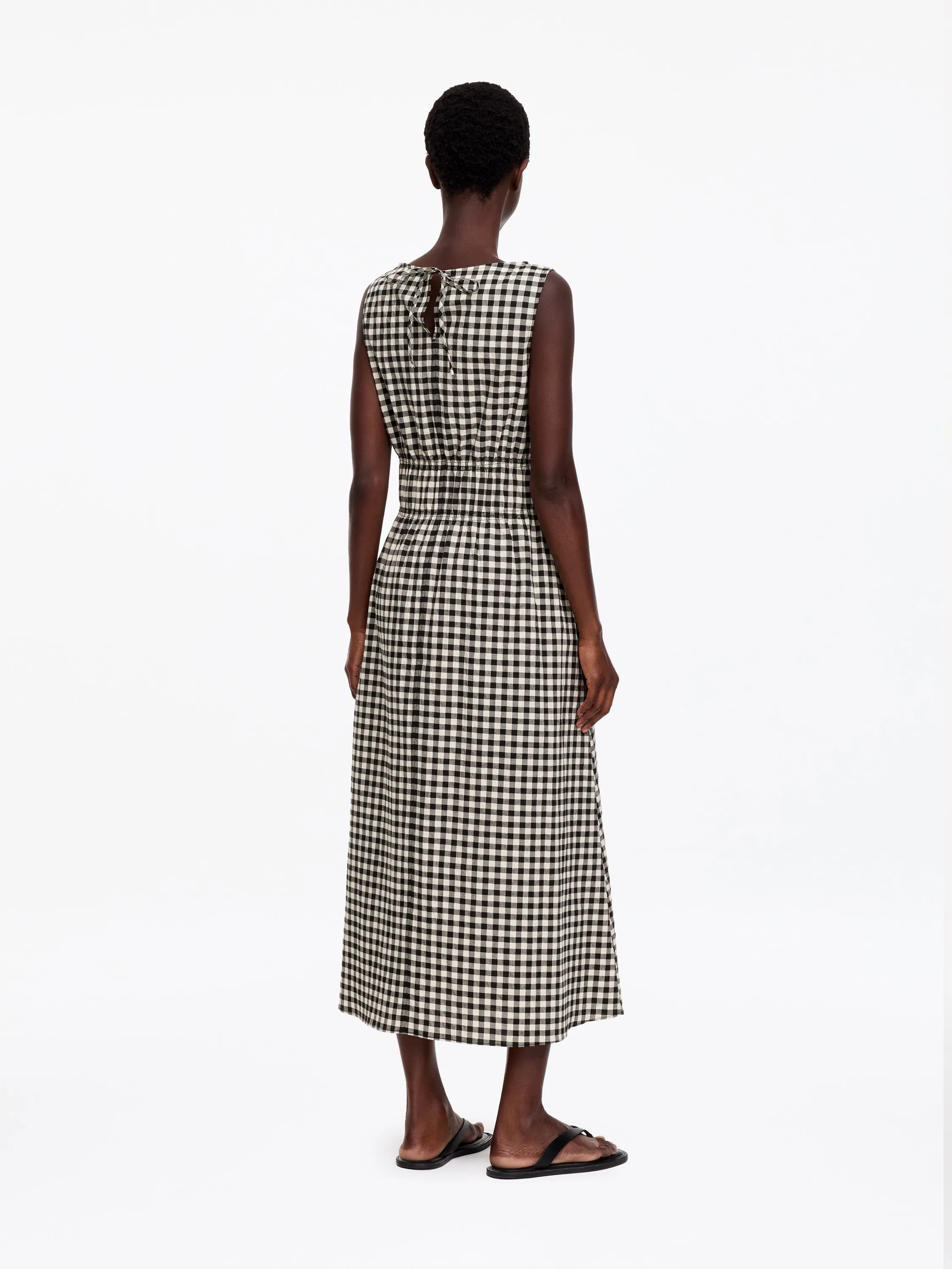 Robe en seersucker - Blanc/Noir