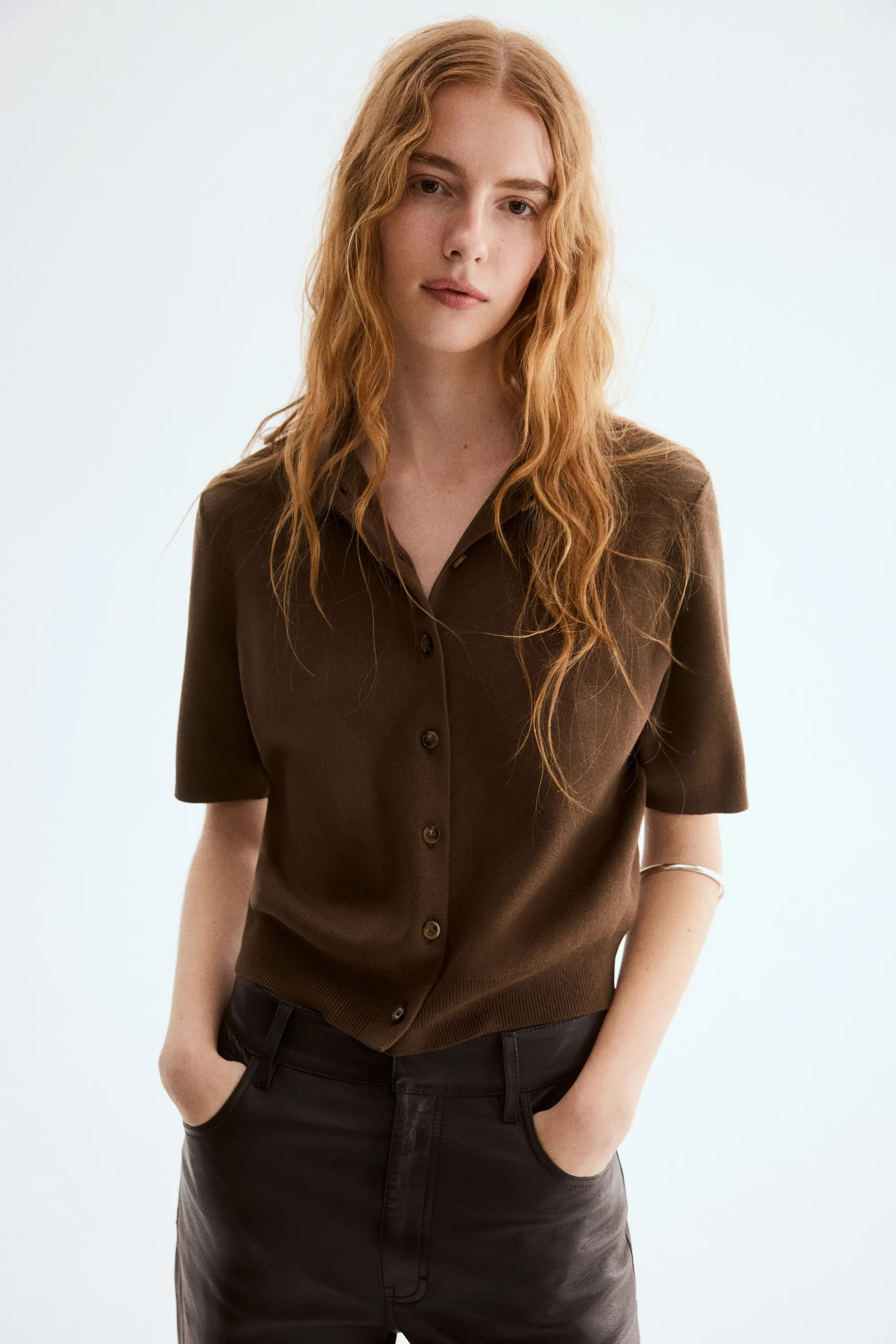 Gilet avec col - Marron foncé