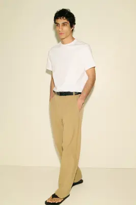 Pantalon large à taille élastique Four-way Stretch - Beige — photo 2