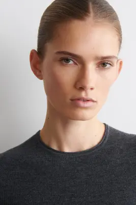 T-SHIRT SANS COUTURE EN LAINE MÉRINOS - GRIS ANTHRACITE CHINÉ — photo 4
