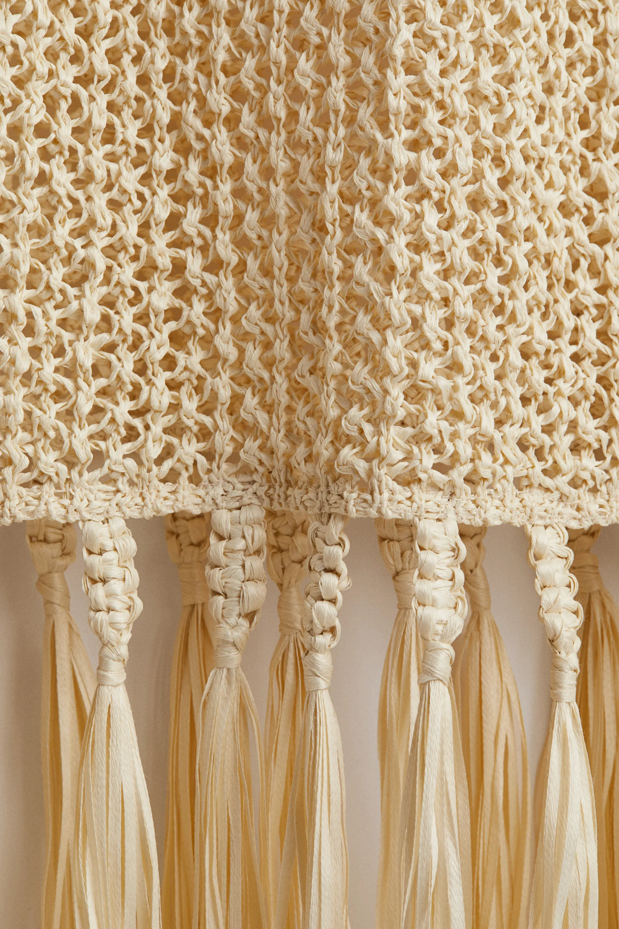 Robe façon crochet avec franges - Beige clair
