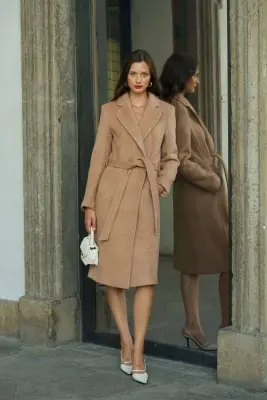 Colette Wrap Coat - Beige fishbone — photo 1