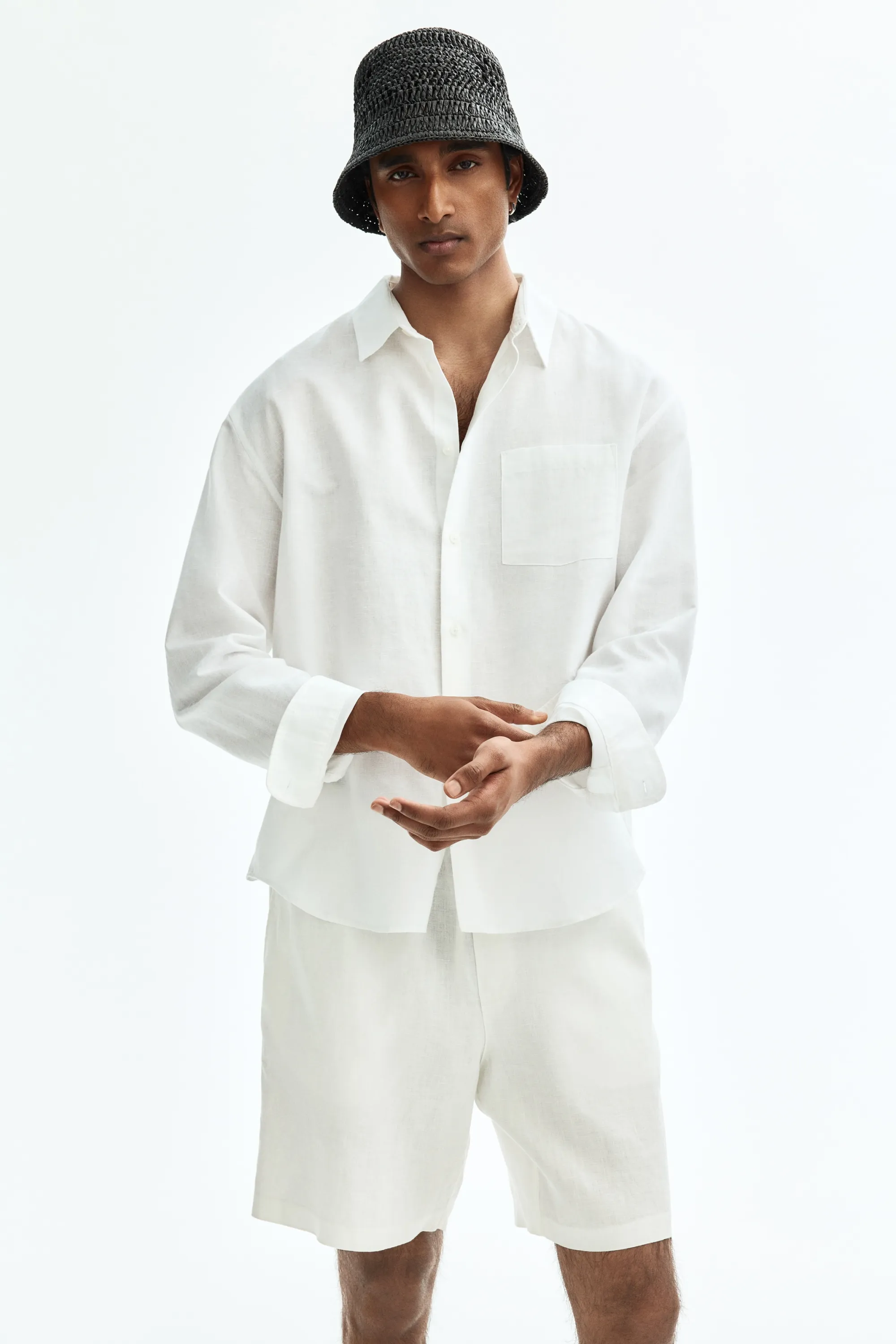 Short Relaxed Fit en lin - Blanc