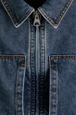 Veste workwear en denim - Bleu denim foncé — photo 5