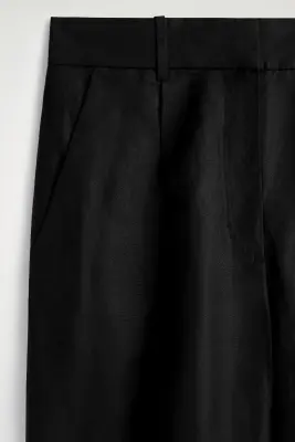 PANTALON LARGE EN LIN MÉLANGÉ DÉCONTRACTÉ - NOIR CHINÉ — photo 5