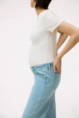 MAMA Wide Low Waist Ankle Jeans - Bleu denim clair — photo 3
