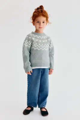 Pull en maille jacquard - Gris clair/motif — photo 2