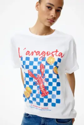 T-shirt oversize imprimé - Blanc/L'aragosta — photo 1