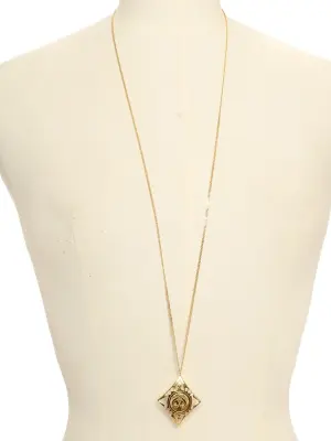 Collier sautoir chaîne fine laiton dorée pendentif losange Prix boutique 600€ — photo 4