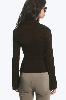 Chemise boutonnée ajustée - Marron foncé — photo 3