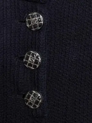 Pantalon droit en maille bleu marine boutons bijoux en émail Prix boutique 3150€ Taille XS — photo 2