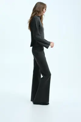 Pantalon évasé en maille - Gris foncé — photo 2