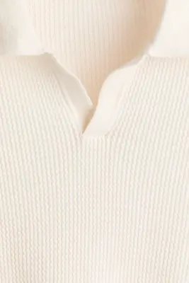 Polo Relaxed Fit en maille - Crème — photo 5