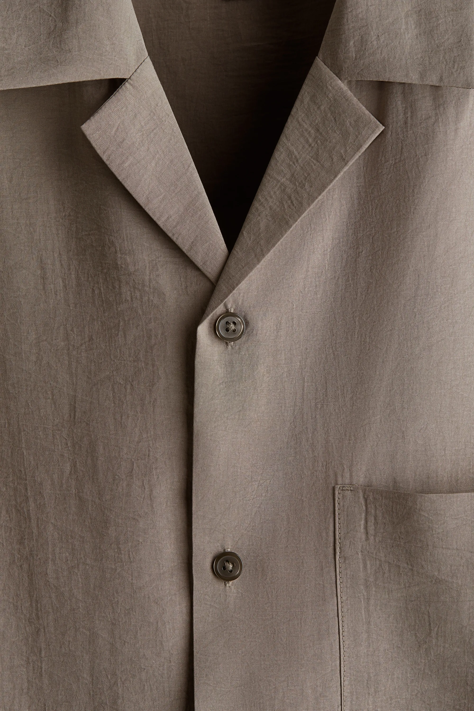 Chemise Loose Fit avec col cubain - Beige foncé