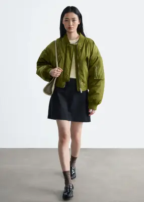 Veste style bomber courte - Vert — photo 3