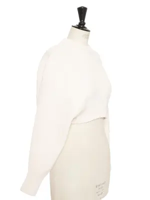 Pull cropped en 100% laine blanc crème Prix boutique 1300€ Taille XS — photo 5