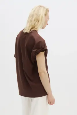 T-shirt Cooling Oversized Fit - Marron foncé — photo 3