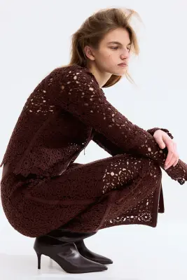 Gilet façon crochet - Marron foncé — photo 3