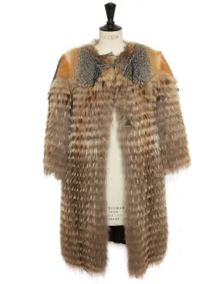 Manteau en fourrure de renard, marmotte marron, beige et roux Prix boutique 2800€ Taille  S — photo 4